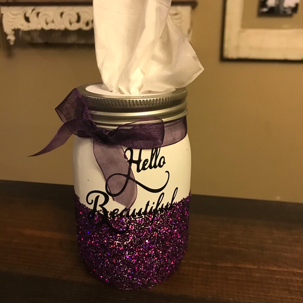❤️Purple Glitter “Hello Beautiful” Tissue holder!